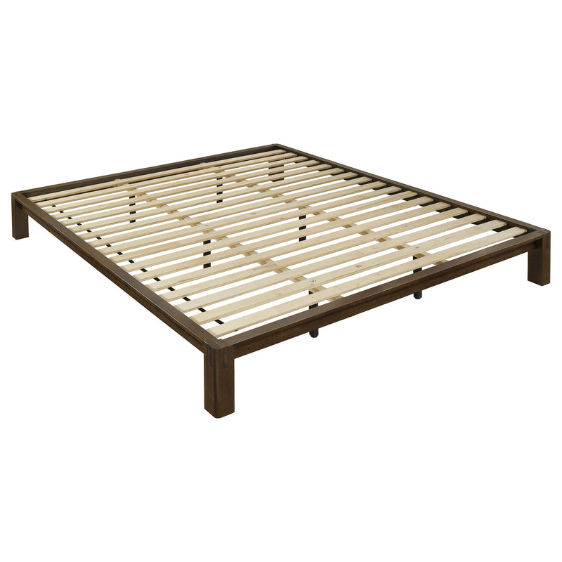 Gislen Eastern King Easy Assembly Wood Platform Bed Walnut - 316028WALKE