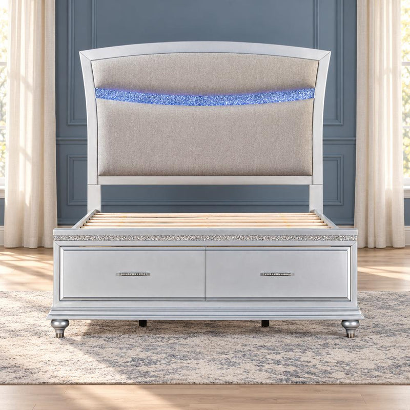 Glamis - Sillver Stoarge King Bed with Upholstered Headboard - B268-K-Bed
