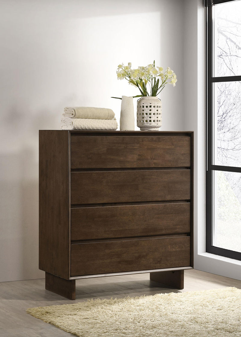 Glenwood 4-drawer Chest of Drawers Warm Brown - 225015