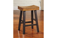 Glosco Medium Brown/Dark Brown Counter Height Bar Stool (Set of 2) - Gate FurnitureBarstool