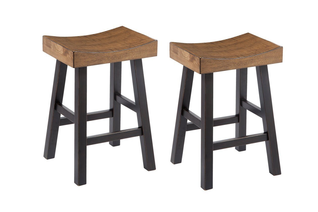 Glosco Medium Brown/Dark Brown Counter Height Bar Stool (Set of 2) - Gate FurnitureBarstool