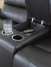 Glossmore Black Reclining Loveseat with Console - PCU1170094