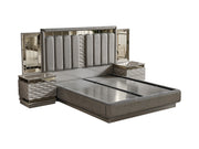 Gokce Bedroom (Queen Frame With Headboard & Dresser With Mirror & Ottoman & 2 Nightstand) - 120-GOK-SET