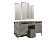Gokce Bedroom (Queen Frame With Headboard & Dresser With Mirror & Ottoman & 2 Nightstand) - 120-GOK-SET