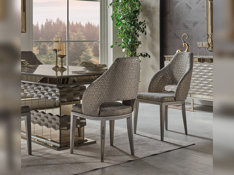 Gokce Diningroom (Consol With Mirror & Dining Table & 6 Dining Chair) - 115-GOK-DT-6-SET