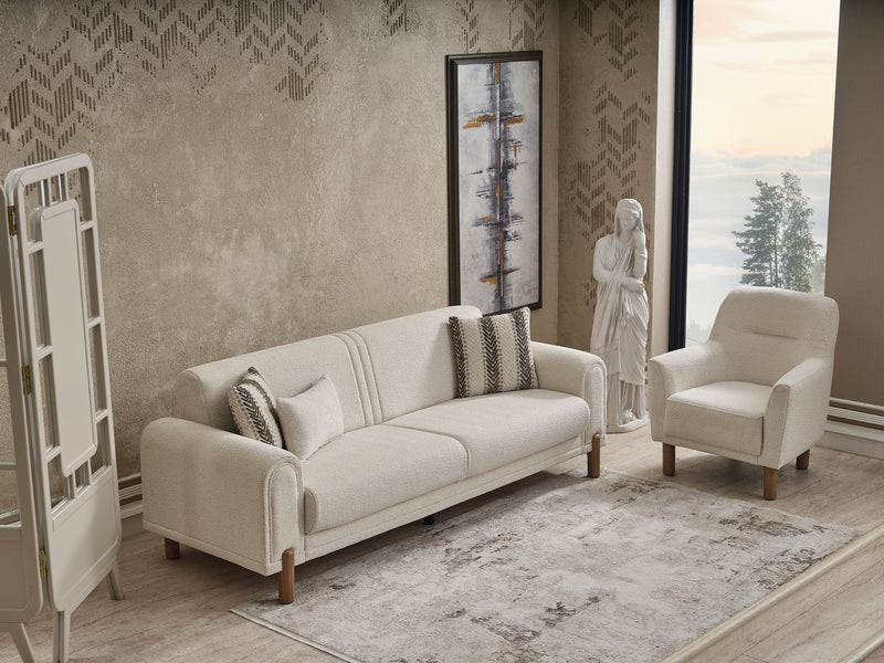 Gold Convertible Sofa in Cream - 200-SER-GOL-PINAR03-3