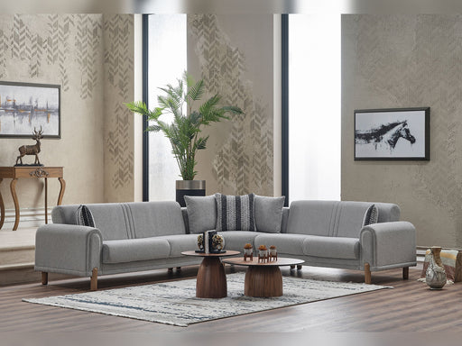 Gold Sectional Sofa in Light Grey - 200-SER-GOL-PINAR17-S