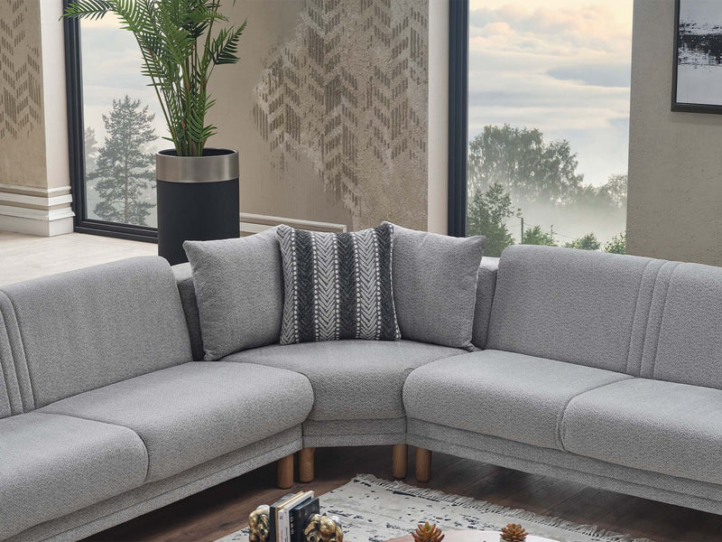 Gold Sectional Sofa in Light Grey - 200-SER-GOL-PINAR17-S