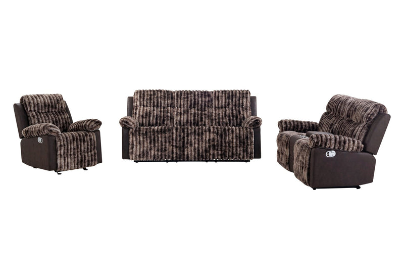 U6028 Brown Reclining Sofa/Console Reclining Loveseat/Glider Recliner - U6028-BROWN-RS/CRLS/GR-N