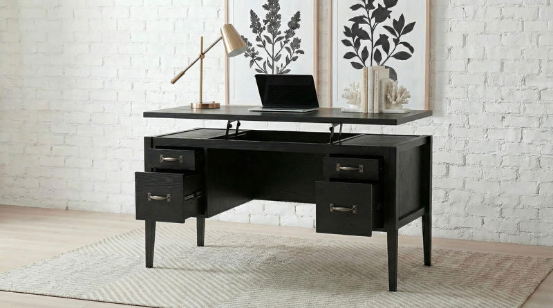 Graham 54-inch 4-drawer Double Pedestal Lift Top Computer Desk Black - 800866