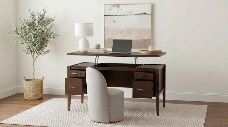 Graham 54-inch 4-drawer Double Pedestal Lift Top Computer Desk Chocolate - 800867