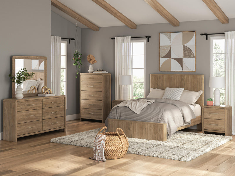 Gramburg Warm Natural Brown Full Panel Platform Bed - PCB1121B9