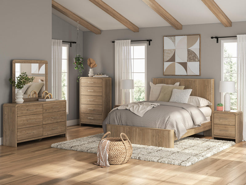 Gramburg Warm Natural Brown Queen Panel Bed - PCB1121B4