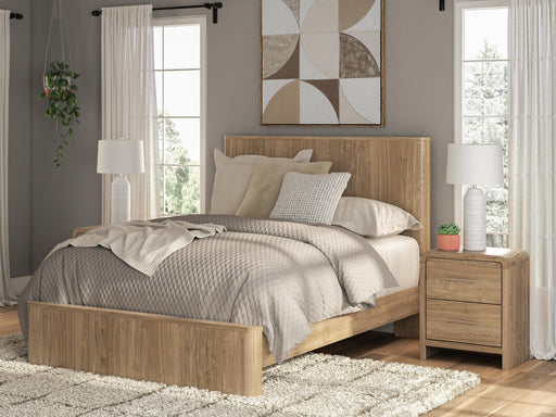 Gramburg Warm Natural Brown Queen Panel Platform Bed - PCB1121B10