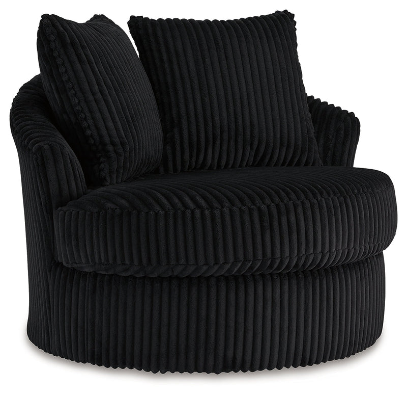 Gramwell Onyx Oversized Swivel Accent Chair - Gate Furniture