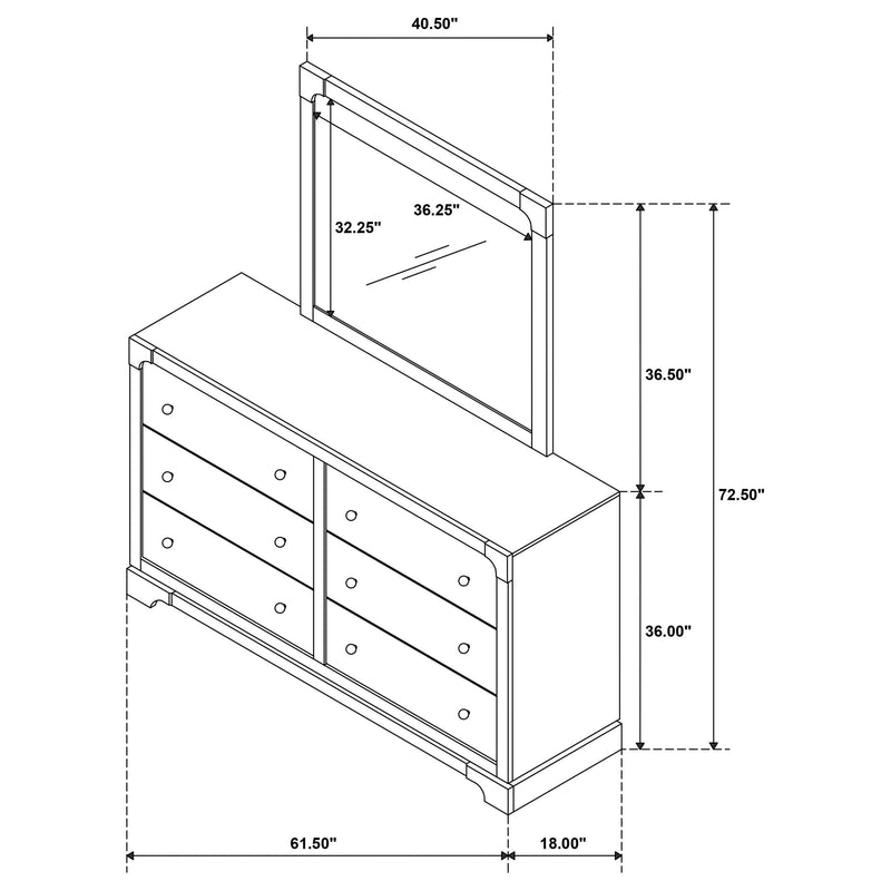 Gran Park 6-drawer Dresser and Mirror Dark Cocoa - 224933M