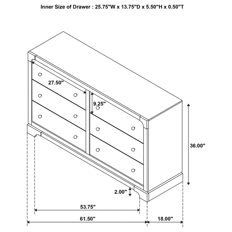 Gran Park 6-drawer Dresser Cabinet Dark Cocoa - 224933