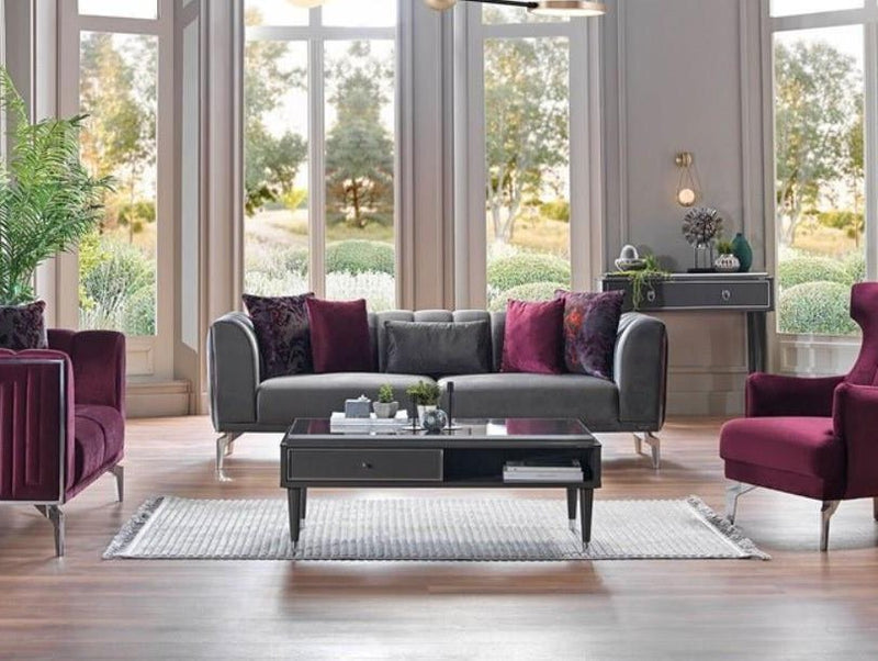 Gravita Love Seat (Deren Anthracite) 3 Pieces - Lara FurnitureLoveseat