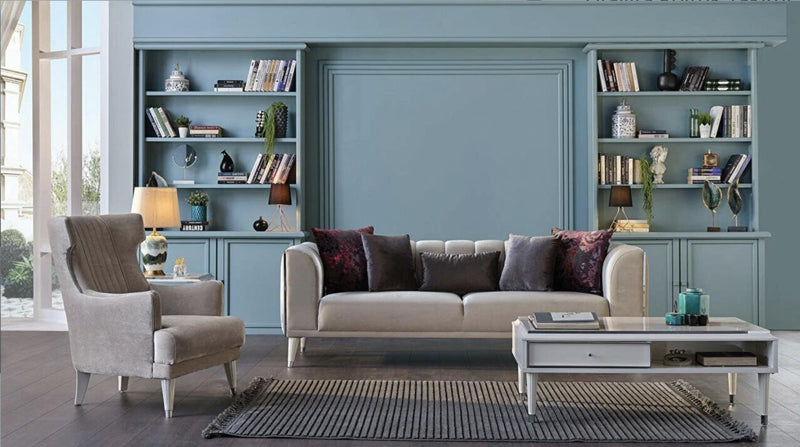 Gravita Love Seat (Deren Beige) /Ivory Legs - Lara FurnitureLoveseat