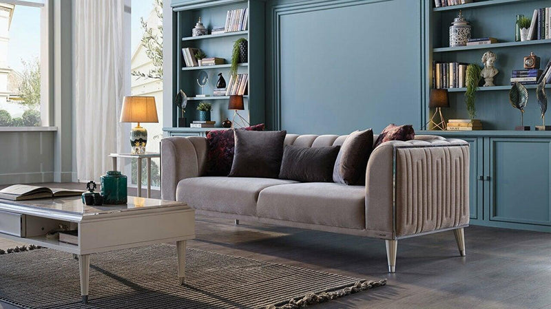 Gravita Love Seat (Deren Beige) /Ivory Legs - Lara FurnitureLoveseat