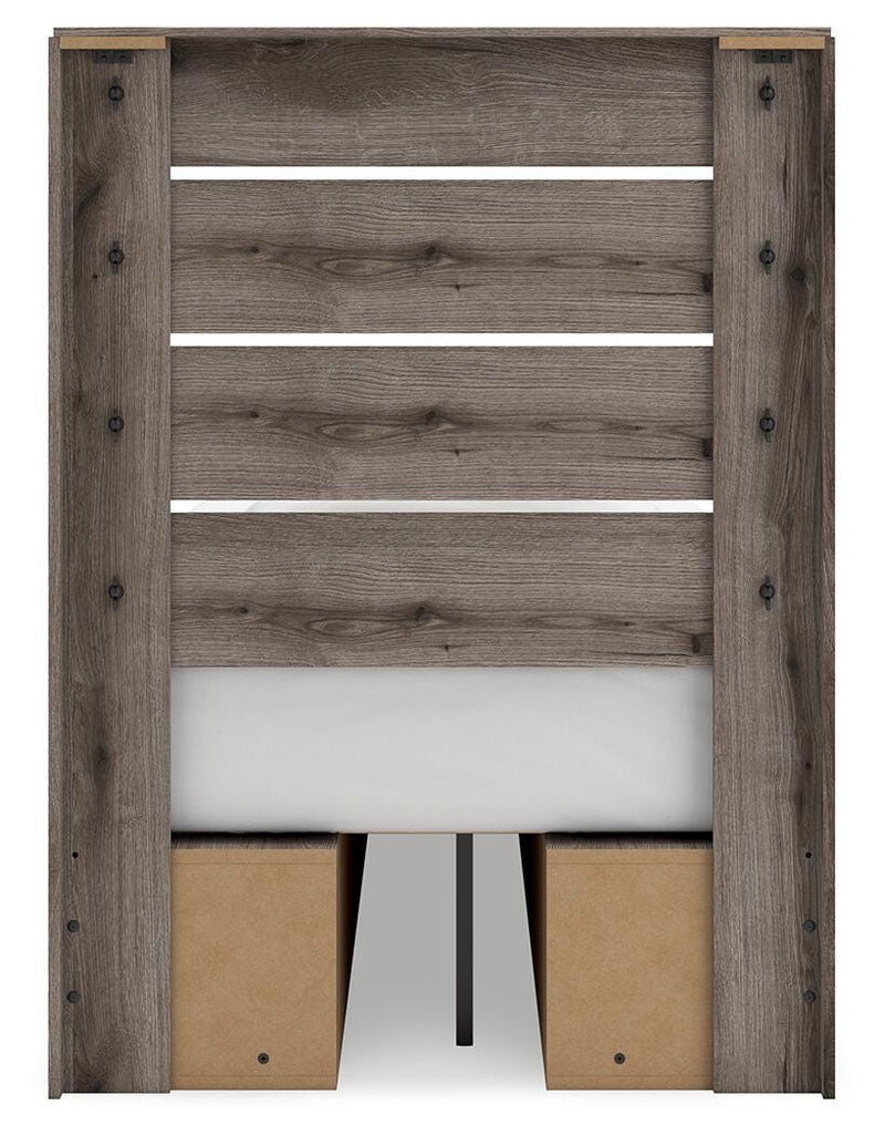 Graystorm Brown Gray Twin Panel Bed with Storage - PCB2405B19