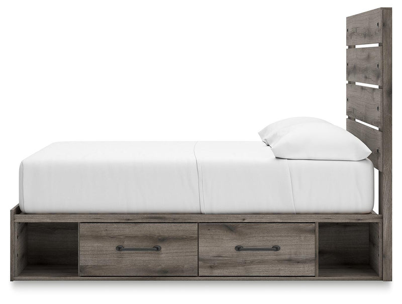 Graystorm Full Panel Bed with Storage and Dresser in Brown Gray - PKG021393