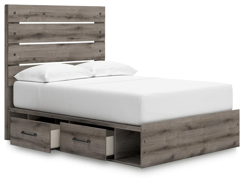 Graystorm Full Panel Bed with Storage, Dresser and Nightstand in Brown Gray - PKG021394