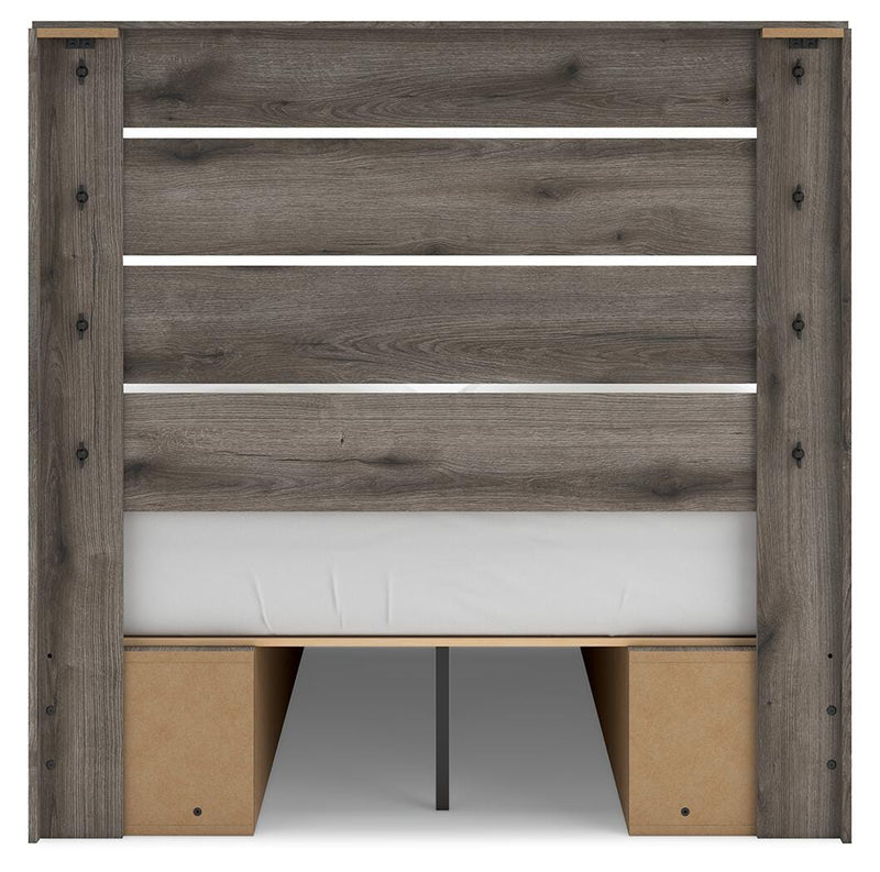 Graystorm Full Panel Bed with Storage, Dresser and Nightstand in Brown Gray - PKG021394