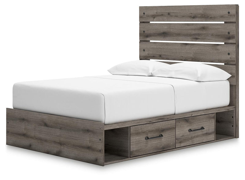 Graystorm Full Panel Bed with Storage, Dresser and Nightstand in Brown Gray - PKG021394