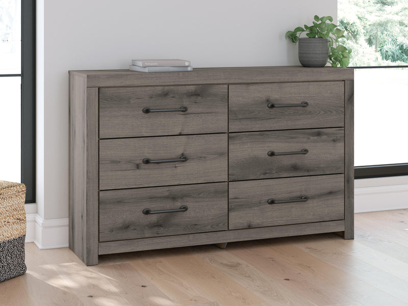 Graystorm Full Panel Bed with Storage, Dresser and Nightstand in Brown Gray - PKG021394
