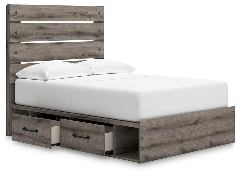 Graystorm Full Panel Storage Bed, Dresser and Mirror in Brown Gray - PKG021371