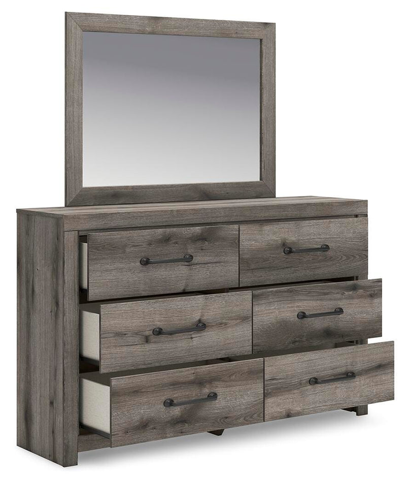 Graystorm Full Panel Storage Bed, Dresser and Mirror in Brown Gray - PKG021371