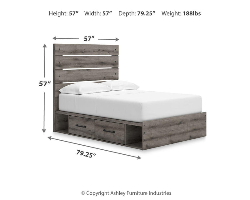 Graystorm Full Panel Storage Bed, Dresser, Mirror and 2 Nightstands in Brown Gray - PKG021372