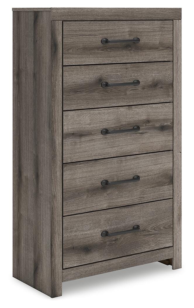 Graystorm Full Panel Storage Bed, Dresser, Mirror, Chest and Nightstand in Brown Gray - PKG021376