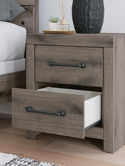 Graystorm Full Panel Storage Bed, Dresser, Mirror, Chest and Nightstand in Brown Gray - PKG021376