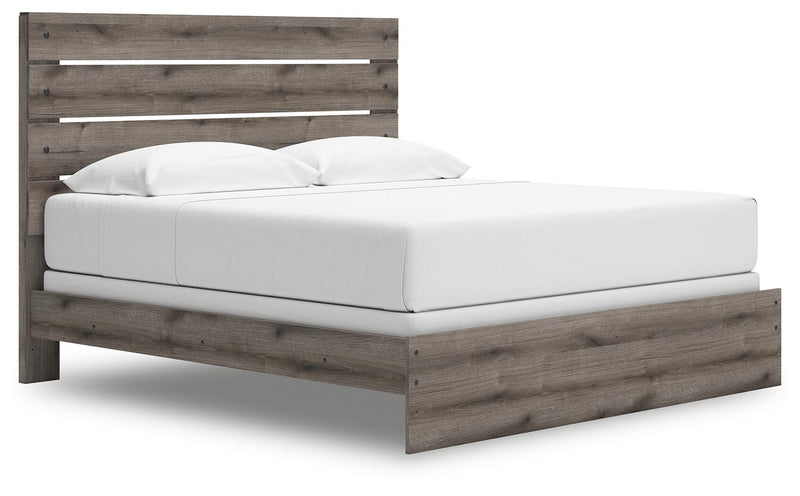Graystorm King Panel Bed, Dresser and Mirror in Brown Gray - PKG021355