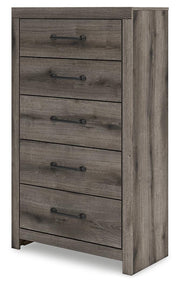 Graystorm King Panel Bed, Dresser, Mirror, Chest and 2 Nightstands in Brown Gray - PKG021357