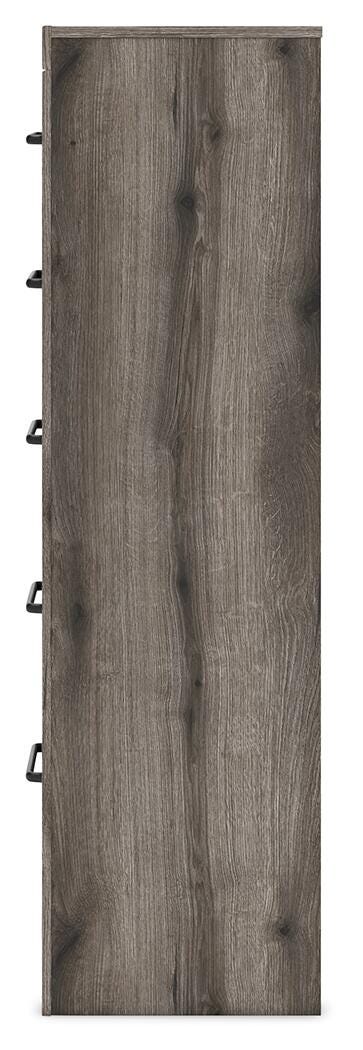 Graystorm King Panel Bed, Dresser, Mirror, Chest and Nightstand in Brown Gray - PKG021360