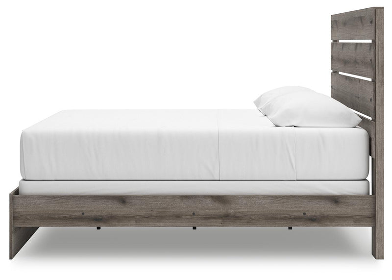 Graystorm King Panel Bed, Dresser, Mirror, Chest and Nightstand in Brown Gray - PKG021360