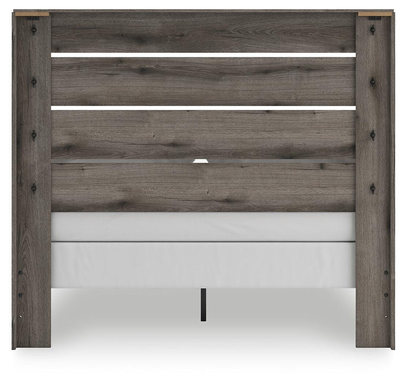 Graystorm Queen Panel Bed, Dresser, Mirror and Nightstand in Brown Gray - PKG021350