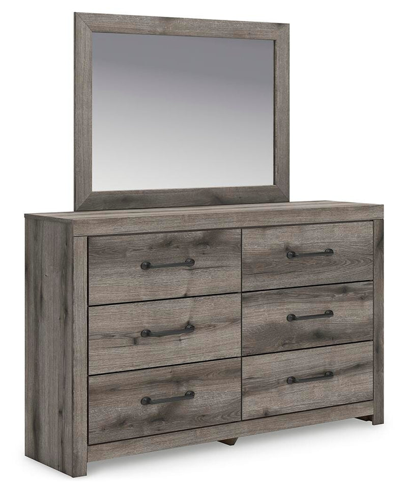Graystorm Queen Panel Bed, Dresser, Mirror and Nightstand in Brown Gray - PKG021350