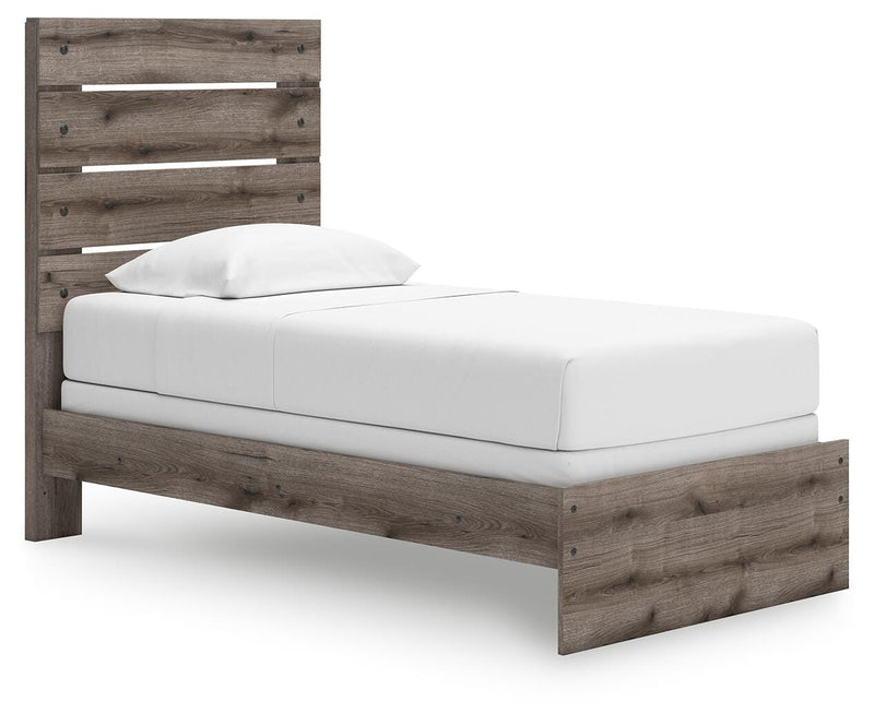 Graystorm Twin Panel Bed and Dresser in Brown Gray - PKG021338
