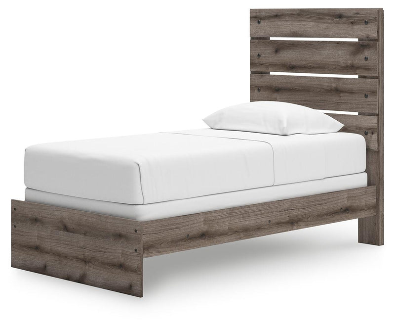 Graystorm Twin Panel Bed and Dresser in Brown Gray - PKG021338