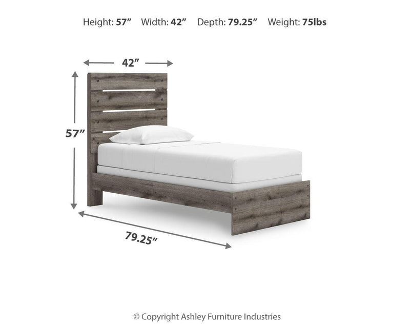 Graystorm Twin Panel Bed and Dresser in Brown Gray - PKG021338