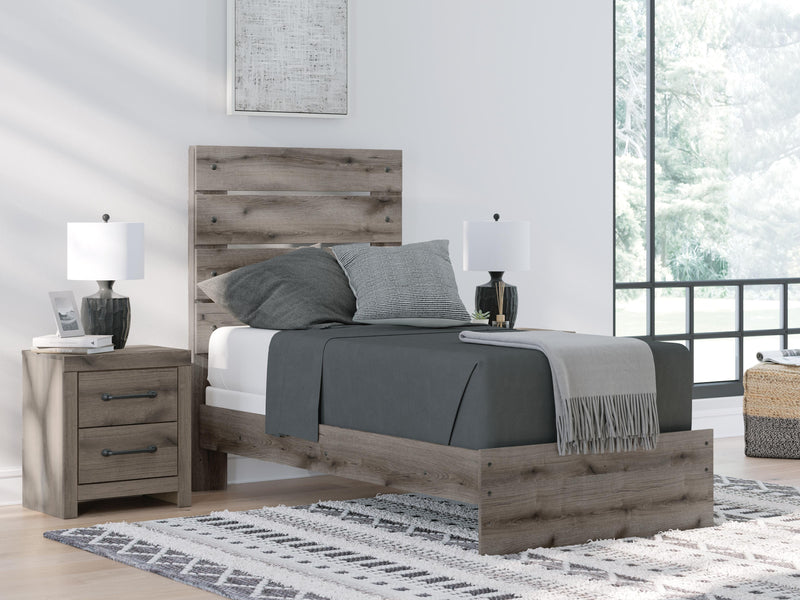 Graystorm Twin Panel Bed, Dresser and Nightstand in Brown Gray - PKG021339