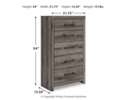 Graystorm Twin Panel Bed, Dresser, Mirror and Chest in Brown Gray - PKG021336