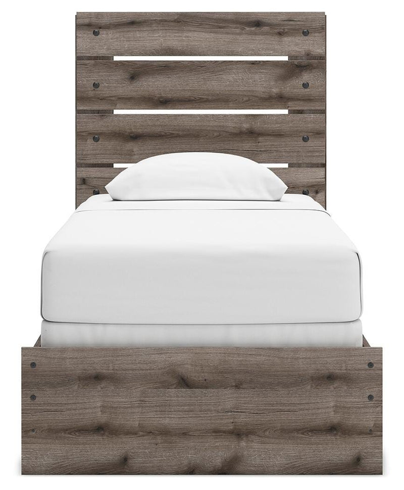 Graystorm Twin Panel Bed, Dresser, Mirror, Chest and Nightstand in Brown Gray - PKG021337