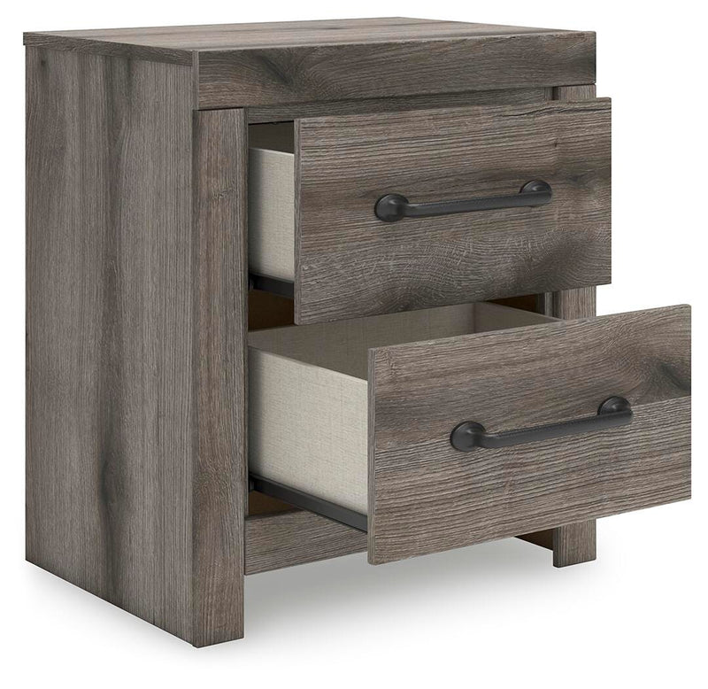 Graystorm Twin Panel Bed with Storage, Dresser and Nightstand in Brown Gray - PKG021386