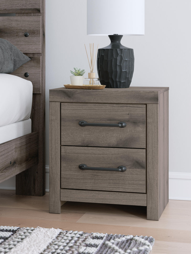 Graystorm Twin Panel Bed with Storage, Dresser and Nightstand in Brown Gray - PKG021386