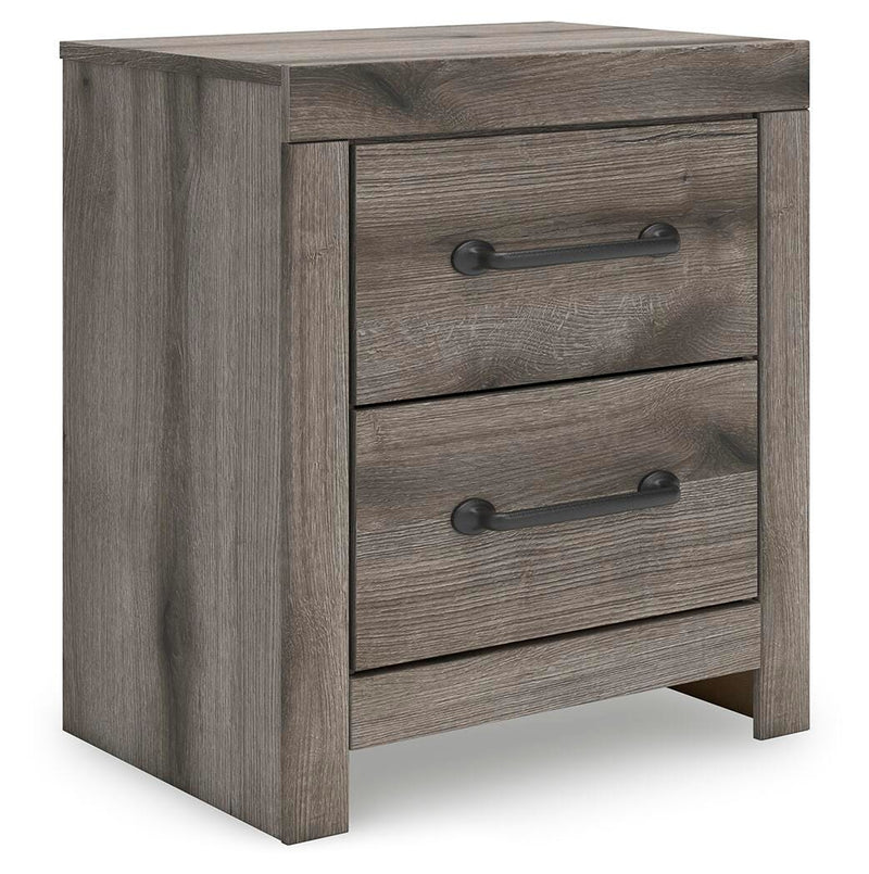 Graystorm Twin Panel Bed with Storage, Dresser, Mirror and 2 Nightstands in Brown Gray - PKG021380